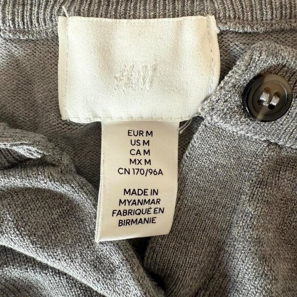 H&M Grey Short Sleeve Button  Up Cardigan| Women’s Size Medium - Picture 4 of 4